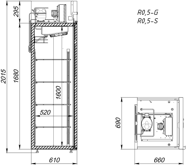 Шкаф холодильный Аркто R0.5-S (P) короткая ручка